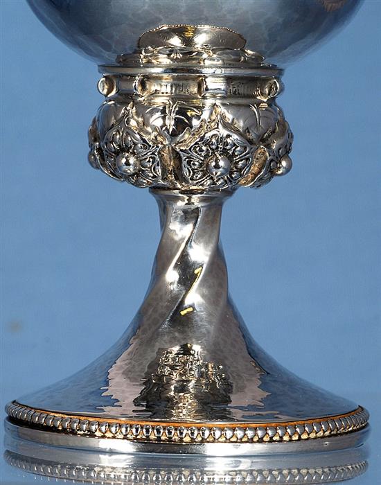 A George V Arts & Crafts silver goblet, by Omar Ramsden, Height 124mm, weight 4.2oz/133grms
